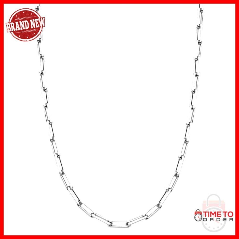 18K Gold Plated Sterling Silver Paperclip Chain Necklace 18 Inch